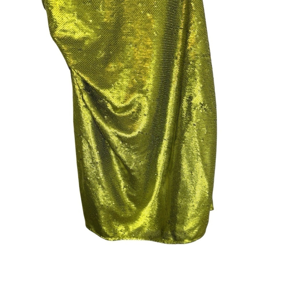 Gauge81 Almora Sequin Mini Dress Lime Green Sz 36 S Ruched Designer Party - Picture 8 of 13